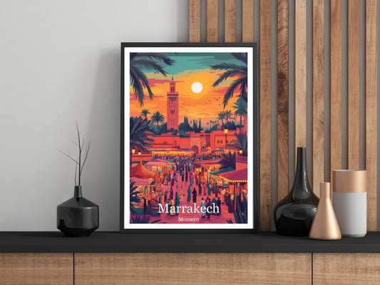 Vintage Marrakech Morocco Travel Poster Wall Art