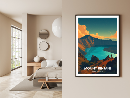 Mount Rinjani, Indonesia – Vintage Travel Poster