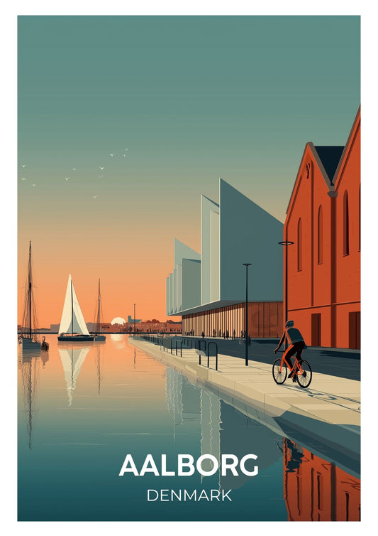Vintage Aalborg Denmark travel poster wall art print – Atlas Prints