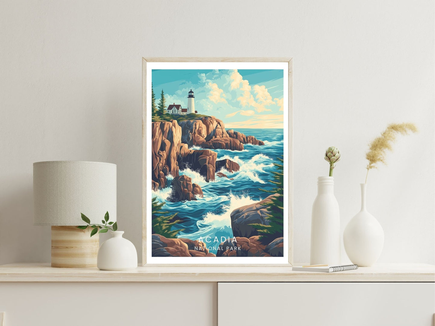 Acadia National Park wall art print displayed in bedroom – Atlas Prints
