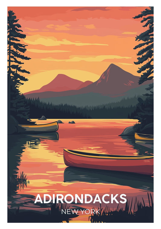 Vintage Adirondacks New York travel poster wall art print – Atlas Prints