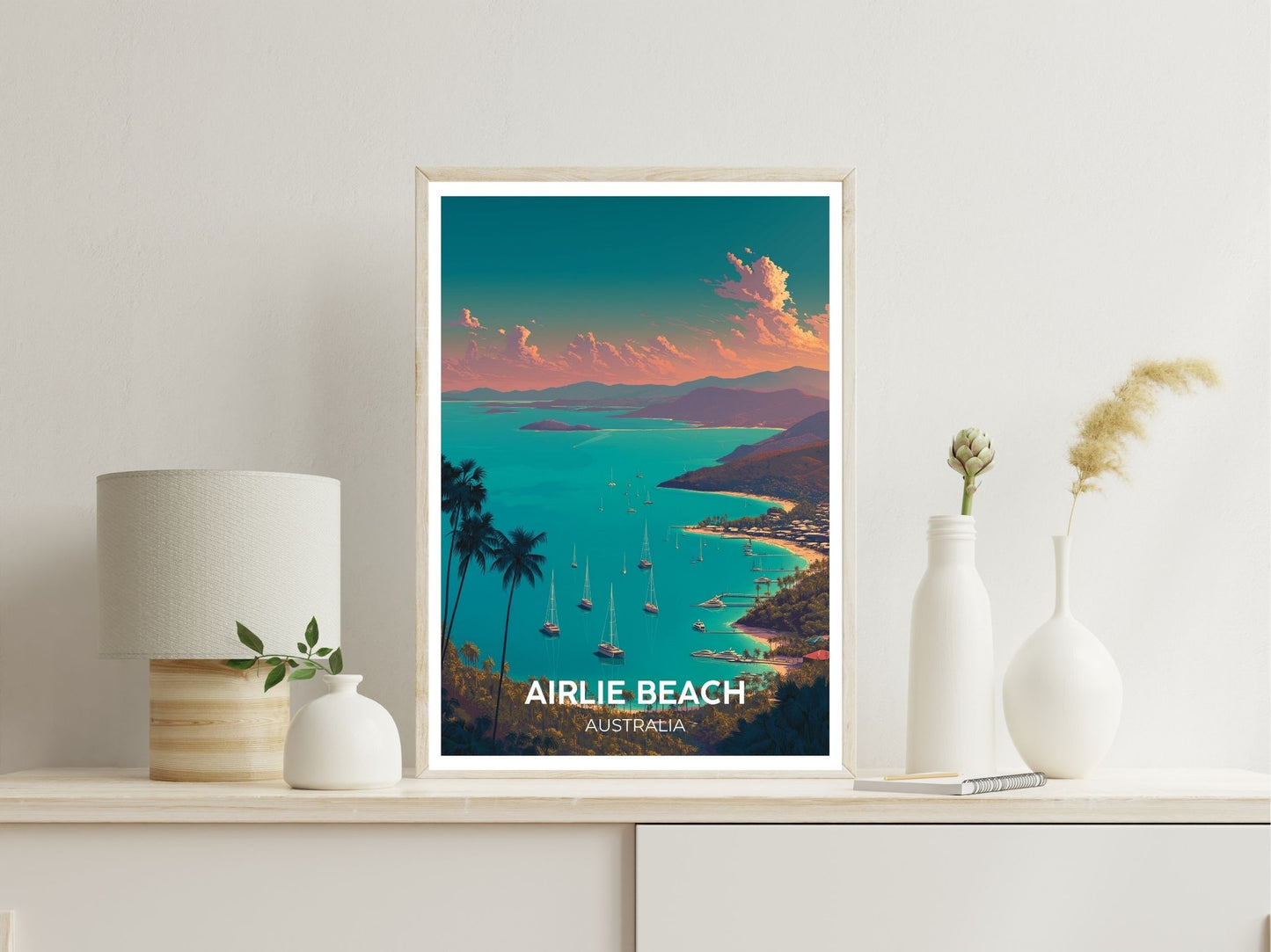 Airlie Beach Australia wall art print displayed in bedroom – Atlas Prints