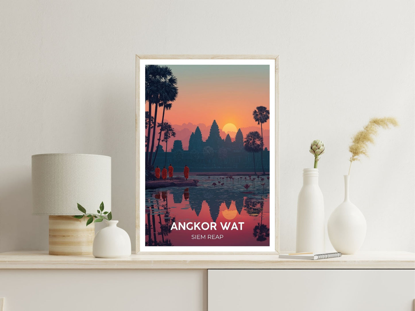 Angkor Wat Siem Reap wall art print displayed in bedroom – Atlas Prints