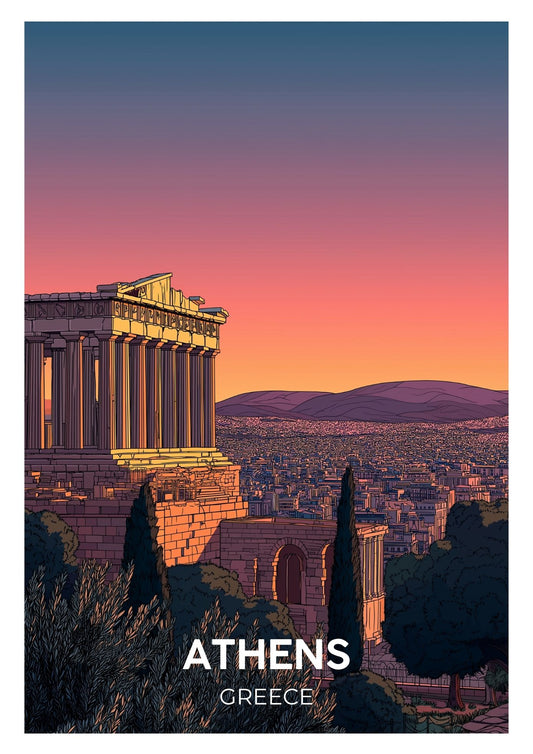 Vintage Athens Greece travel poster wall art print – Atlas Prints