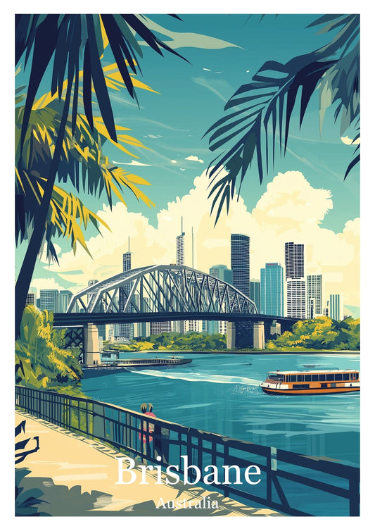 Vintage Brisbane travel poster wall art print – Atlas Prints