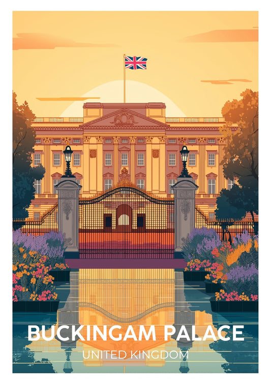 Vintage Buckingham Palace United Kingdom travel poster wall art print – Atlas Prints