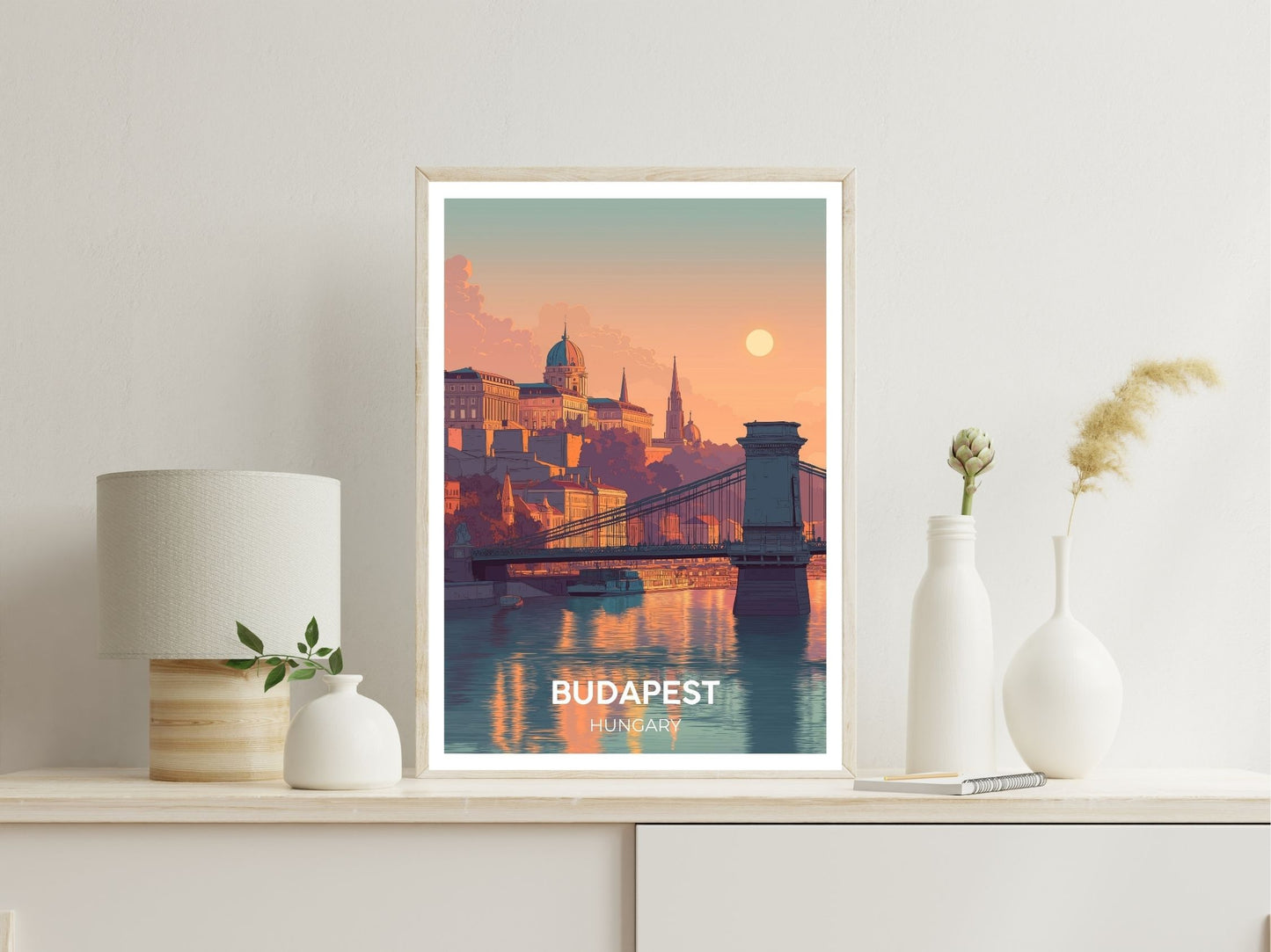 Budapest Hungary wall art print displayed in bedroom – Atlas Prints
