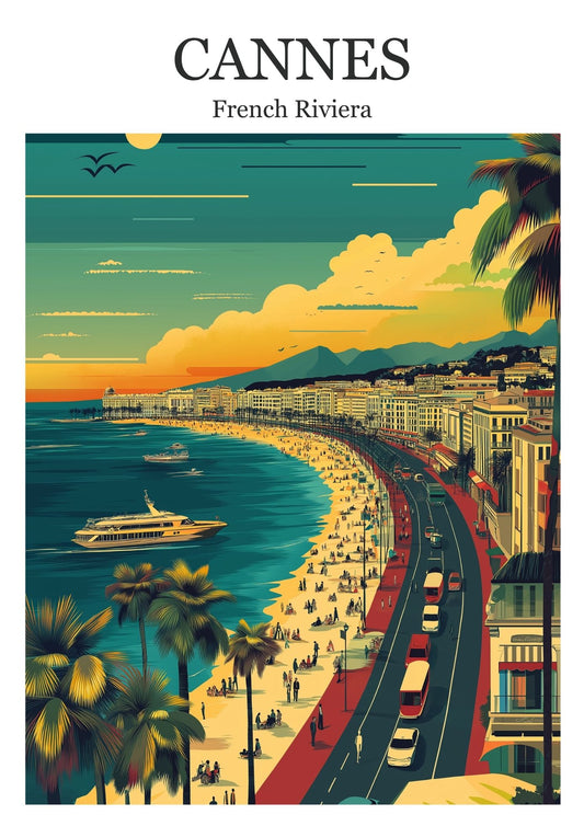 Vintage Cannes French Riviera travel poster wall art print – Atlas Prints