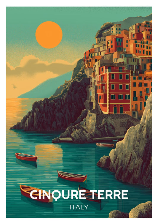Vintage Cinqure Terre Italy travel poster wall art print – Atlas Prints