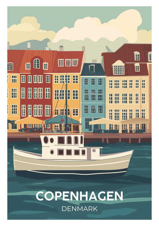 Vintage Copenhagen Denmark travel poster wall art print – Atlas Prints