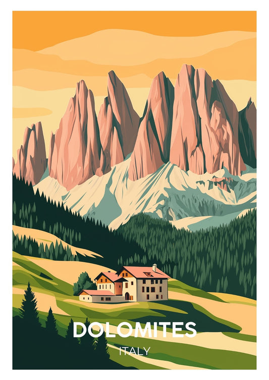 Vintage Dolomites travel poster wall art print – Atlas Prints