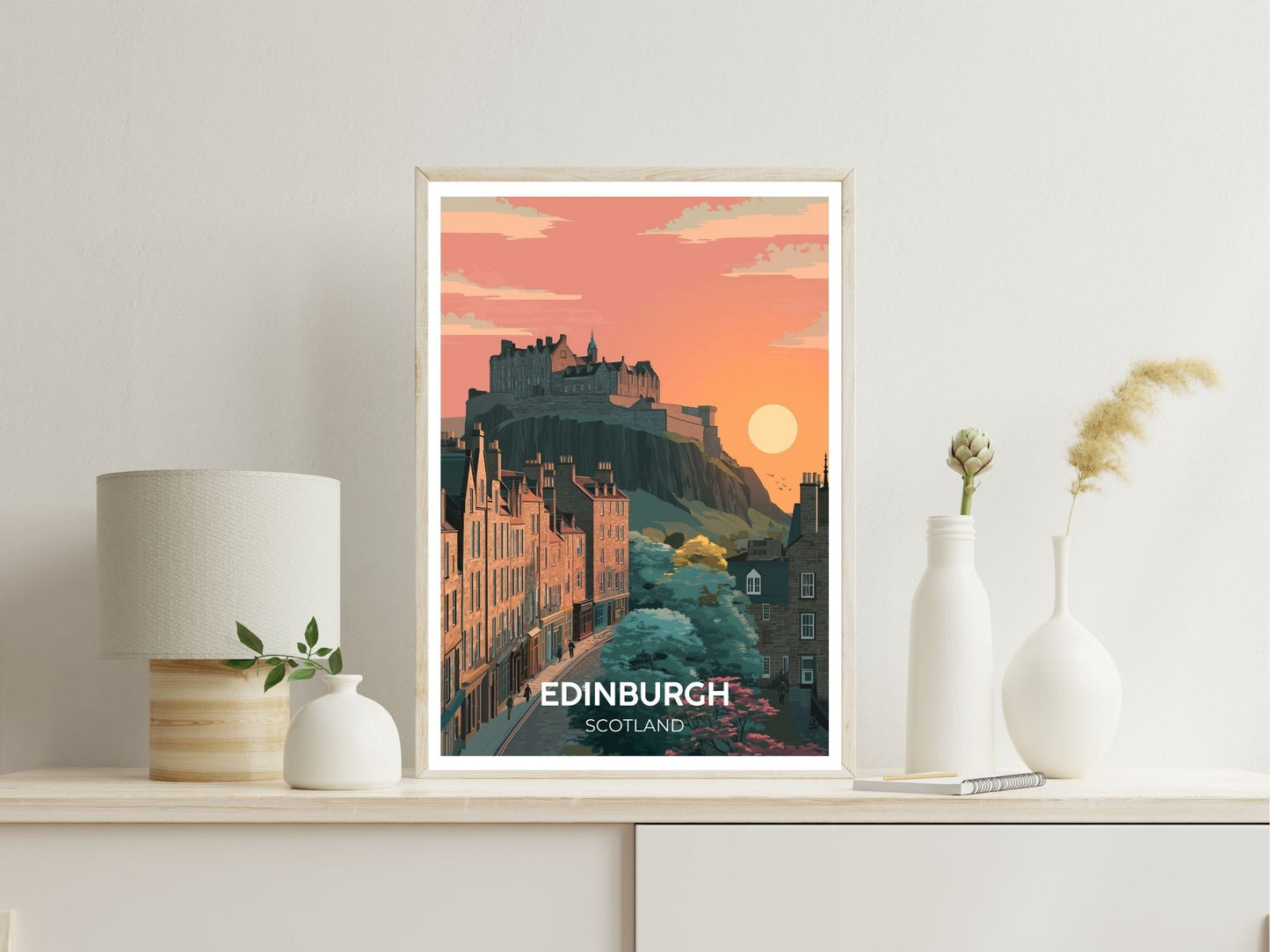 Edinburgh Scotland wall art print displayed in bedroom – Atlas Prints