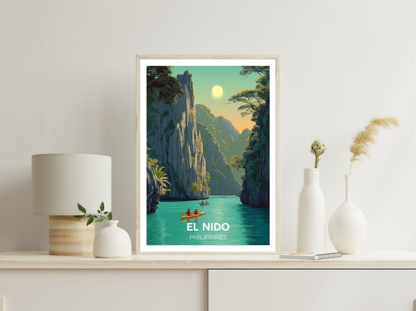 El Nido Philippines wall art print displayed in bedroom – Atlas Prints