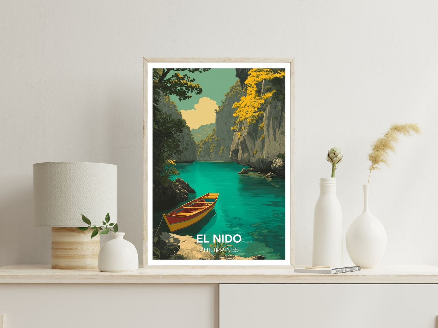 El Nido Philippines wall art print displayed in bedroom – Atlas Prints