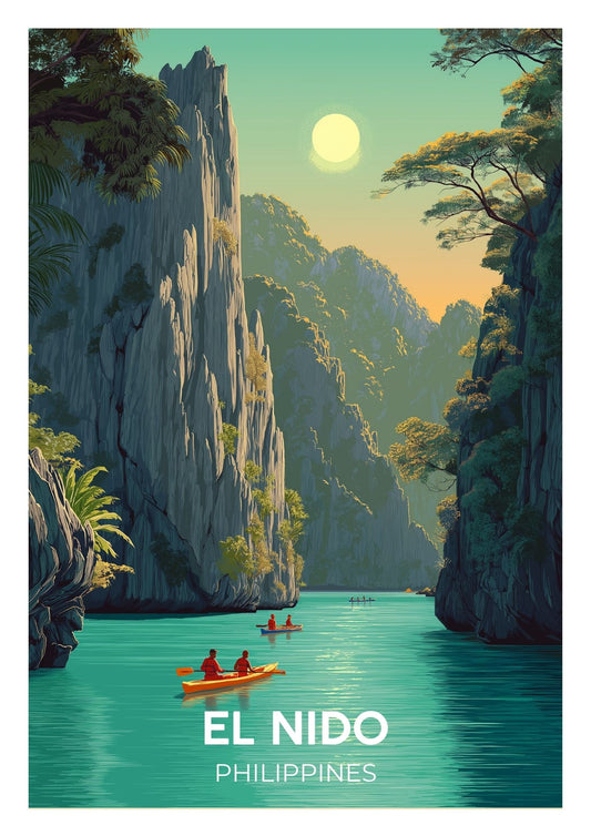 Vintage El Nido Philippines travel poster wall art print – Atlas Prints