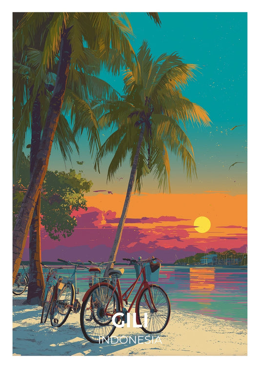 Vintage Gili Trawangan Indonesia travel poster wall art print – Atlas Prints