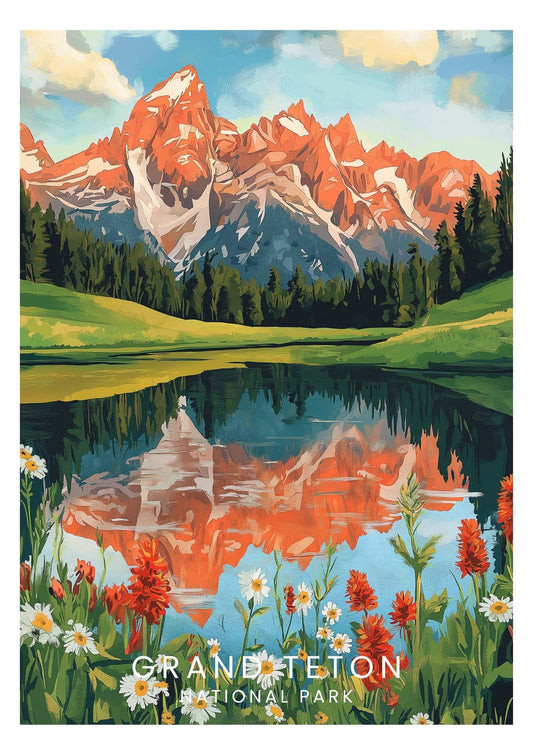Vintage Grand Teton National Park travel poster wall art print – Atlas Prints