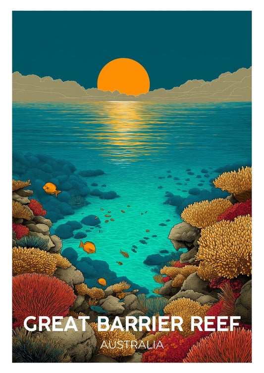 Vintage Great Barrier Reef travel poster wall art print – Atlas Prints