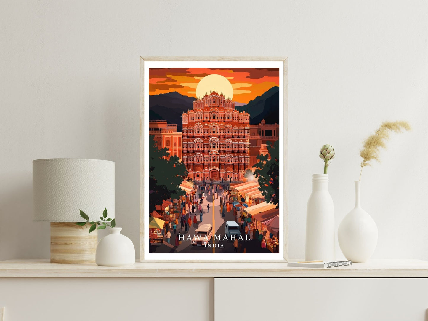 Hawa Mahal wall art print displayed in bedroom – Atlas Prints