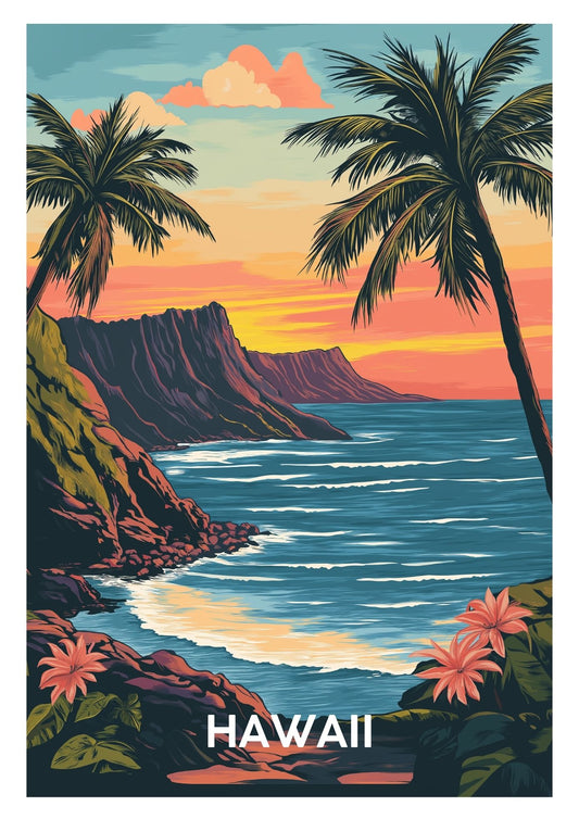 Vintage Hawaii Islands travel poster wall art print – Atlas Prints