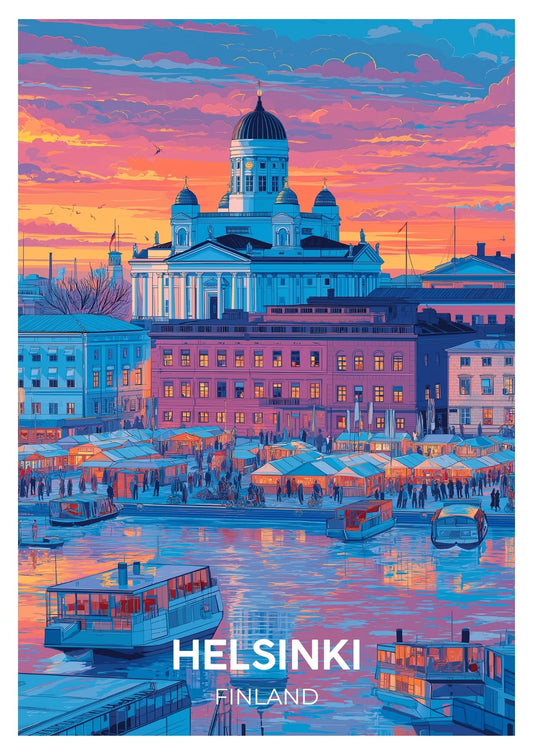 Vintage Helsinki Finland travel poster wall art print – Atlas Prints