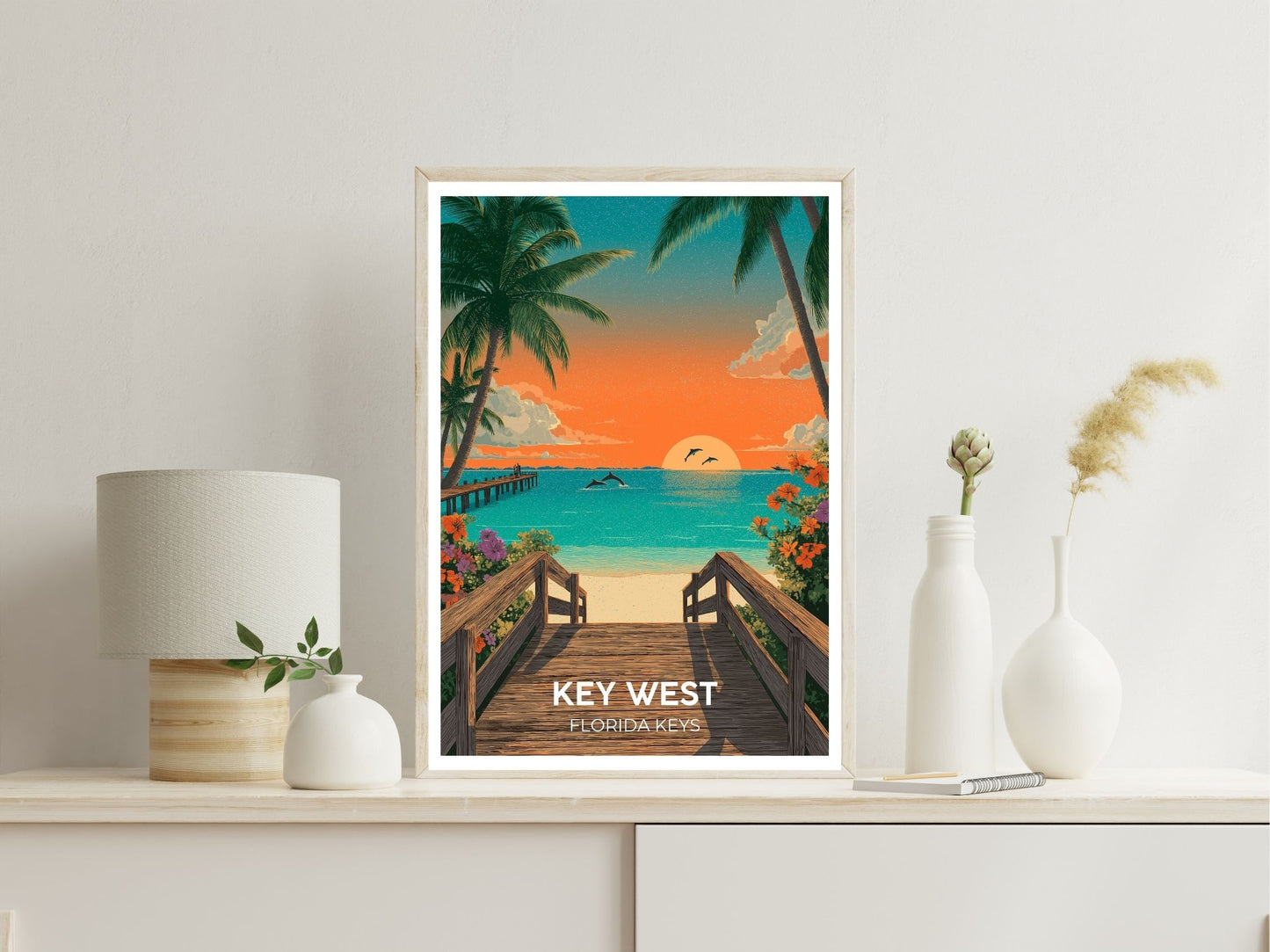 Key West Florida Keys wall art print displayed in bedroom – Atlas Prints