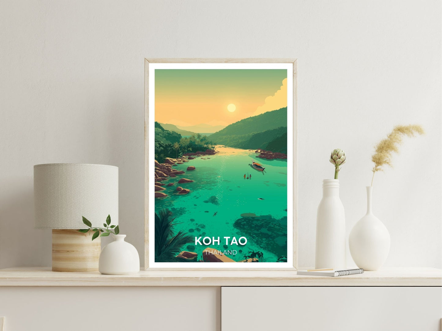 Koh Tao Thailand wall art print displayed in bedroom – Atlas Prints