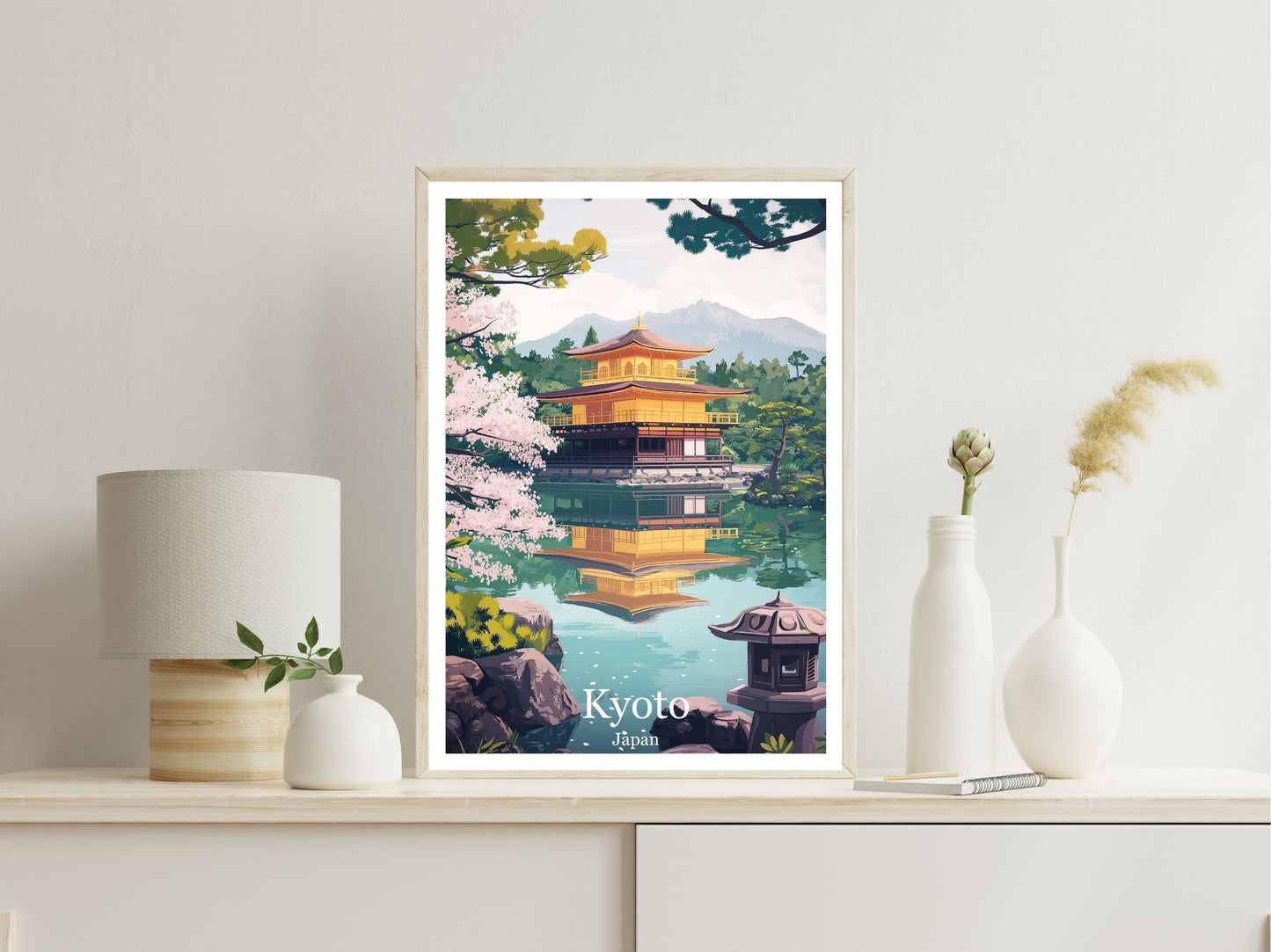 Kyoto Japan wall art print displayed in bedroom – Atlas Prints