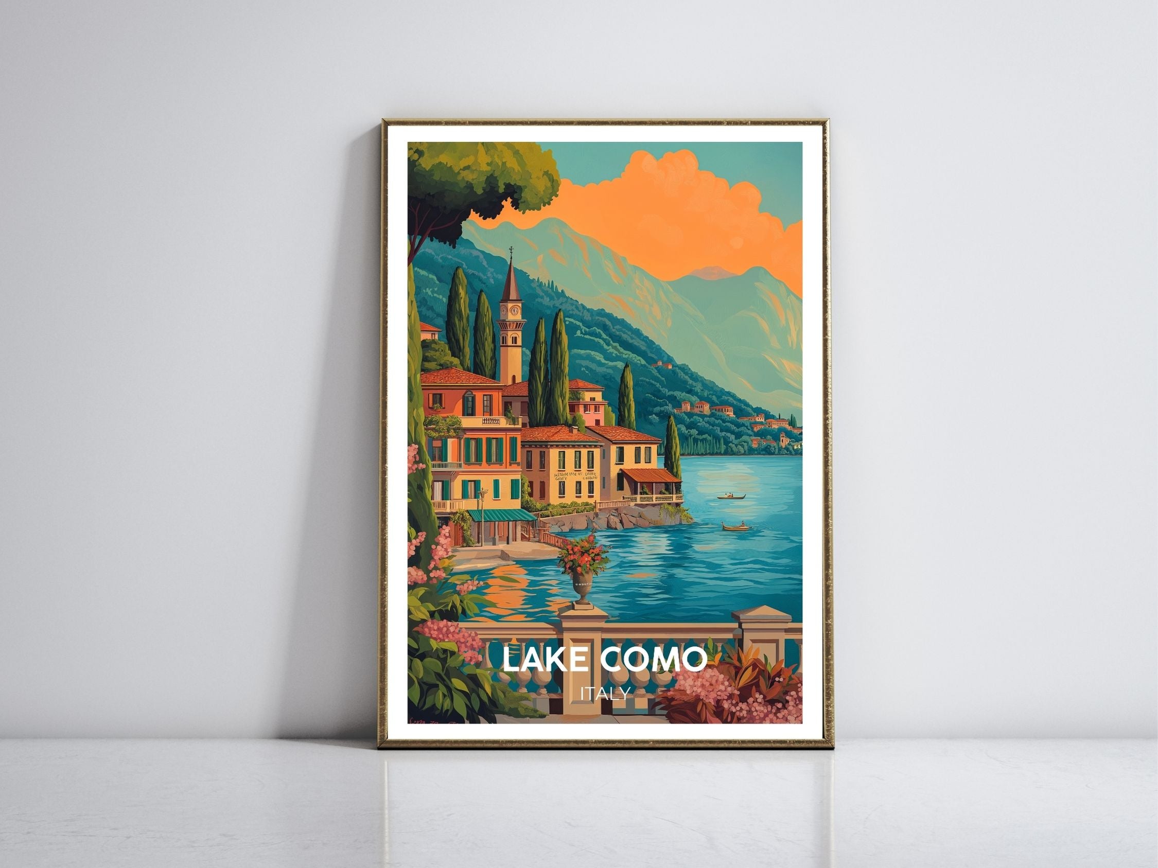 Lake Como Italy Travel Poster | Vintage Italian Wall Art | Lombardy ...