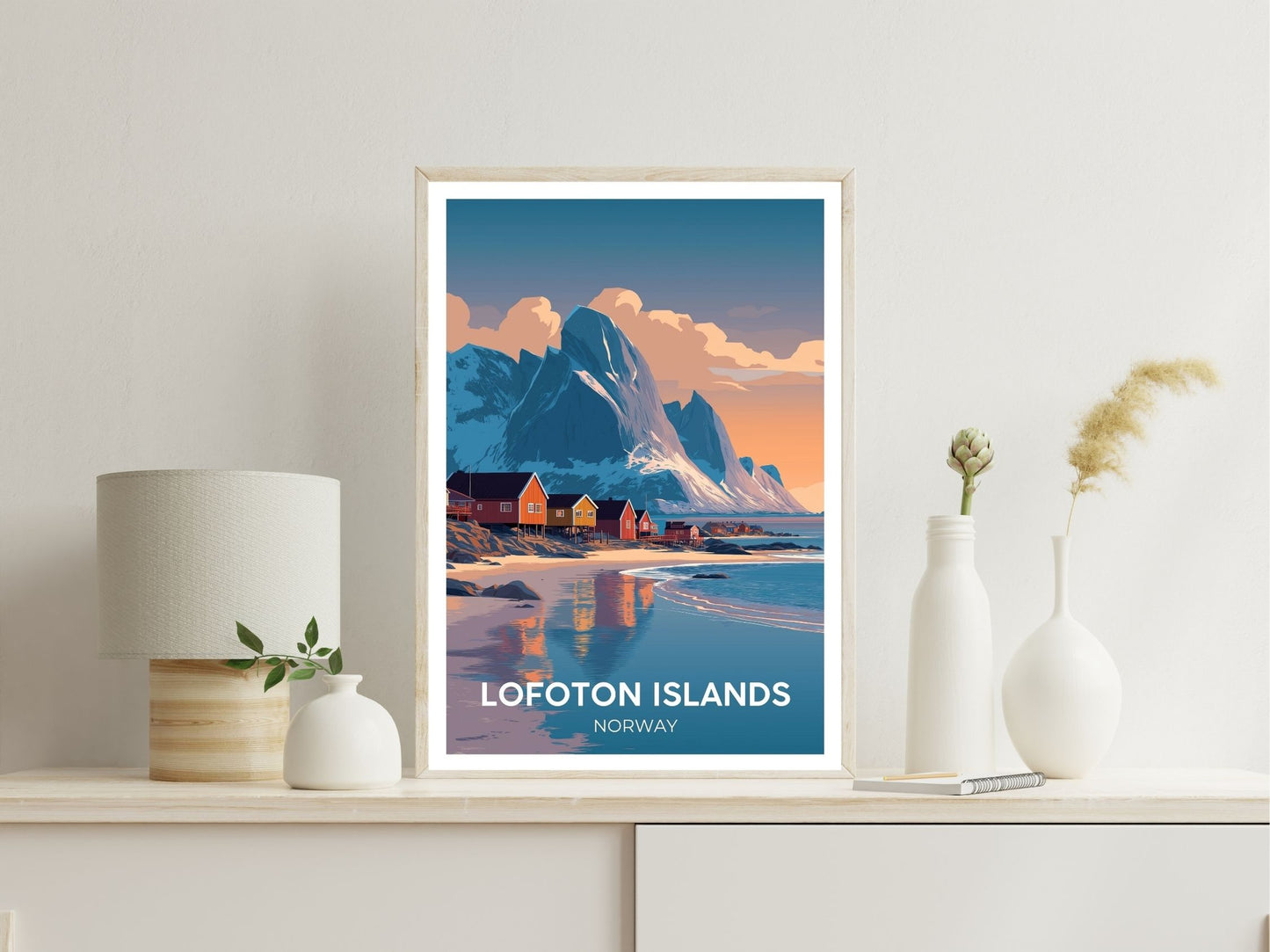 Lofoton Islands Norway wall art print displayed in bedroom – Atlas Prints