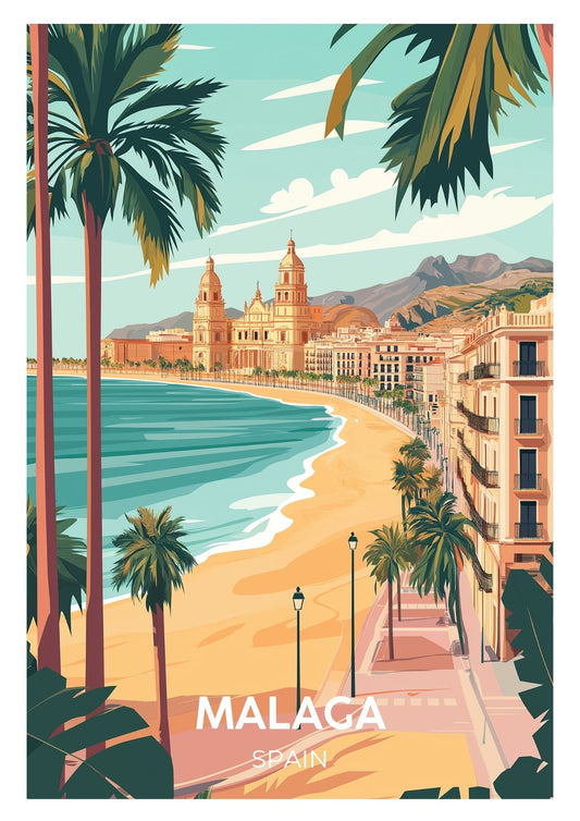 Vintage Malaga travel poster wall art print – Atlas Prints