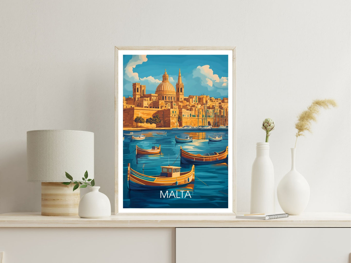 Malta wall art print displayed in bedroom – Atlas Prints