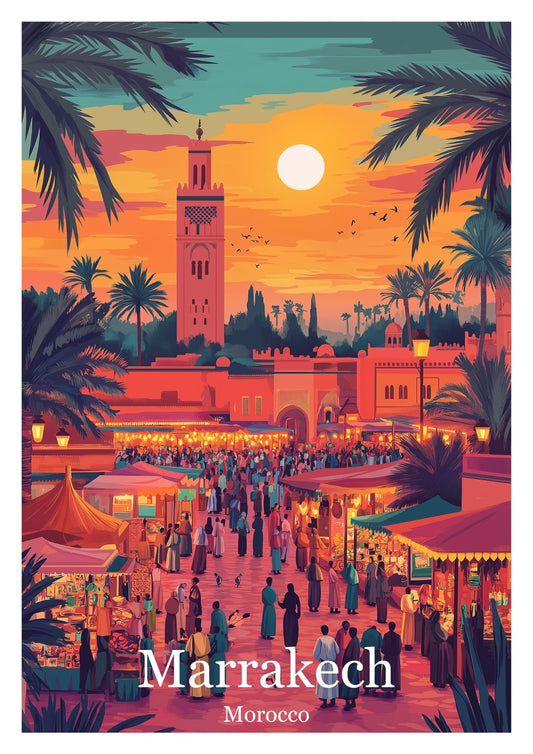 Vintage Marrakech travel poster wall art print – Atlas Prints