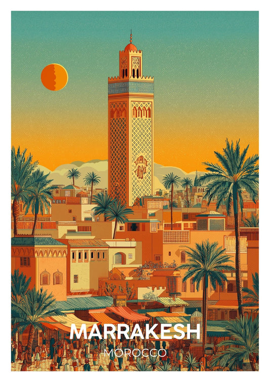 Vintage Marrakesh Morocco travel poster wall art print – Atlas Prints