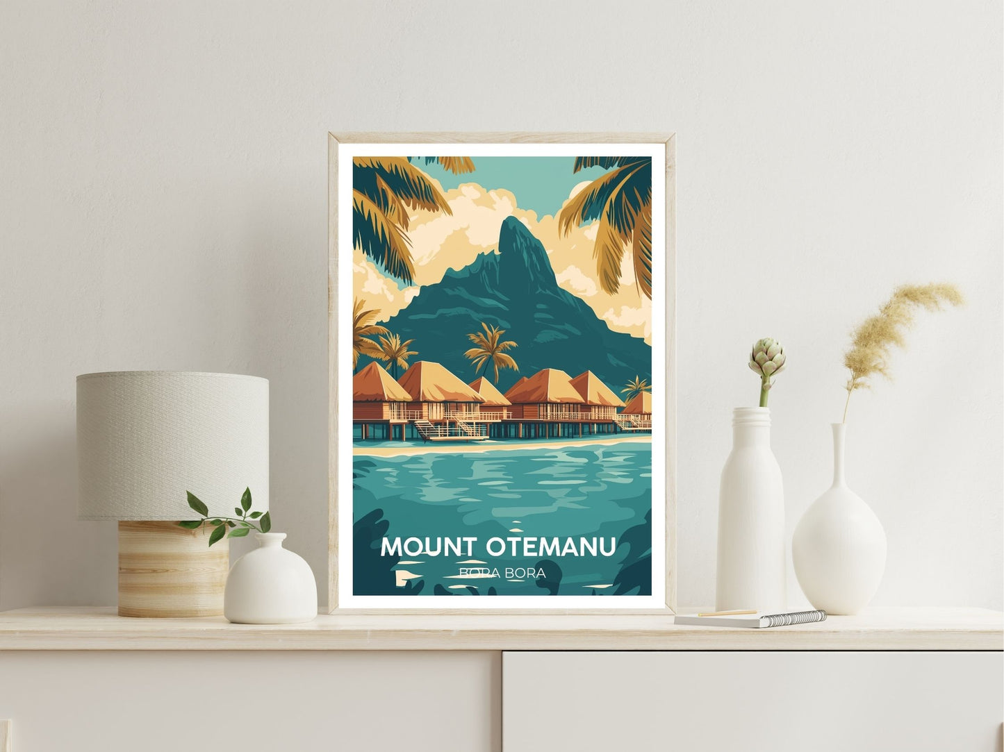 Mount Otemanu Bora Bora wall art print displayed in bedroom – Atlas Prints