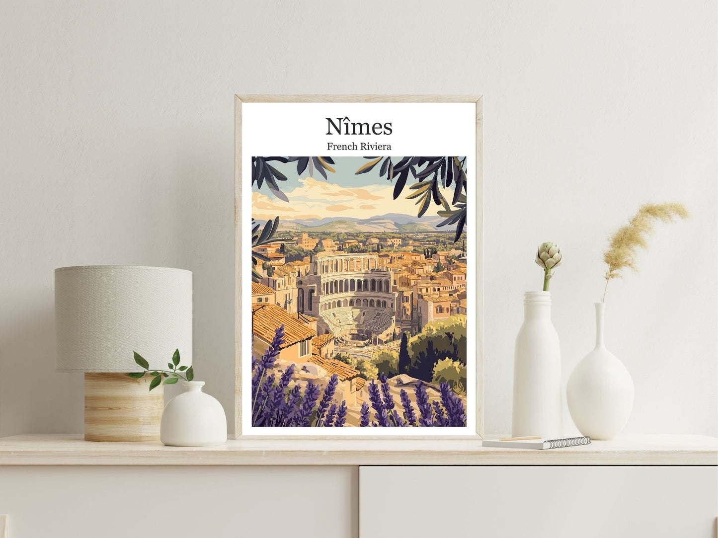 Nimes wall art print displayed in bedroom – Atlas Prints