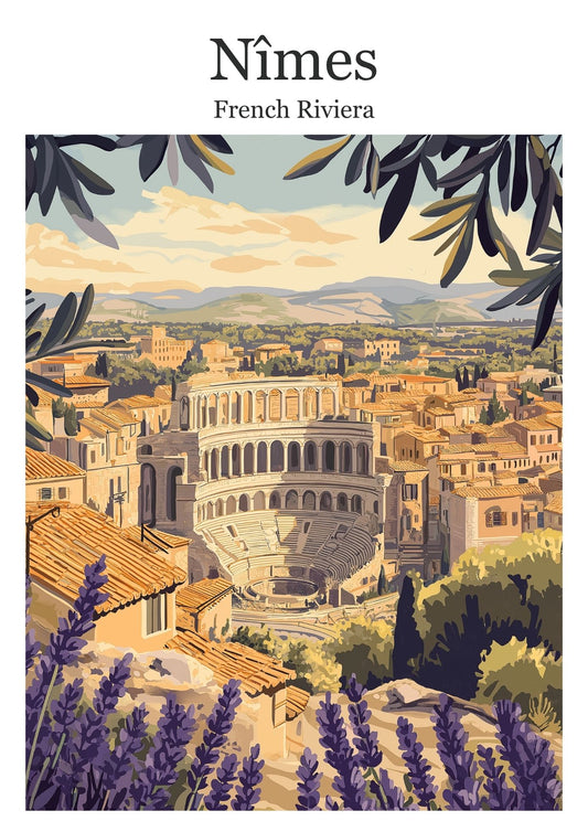 Vintage Nimes travel poster wall art print – Atlas Prints
