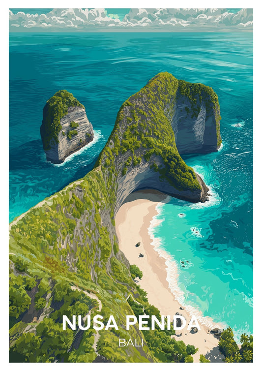 Vintage Nusa Penida travel poster wall art print – Atlas Prints