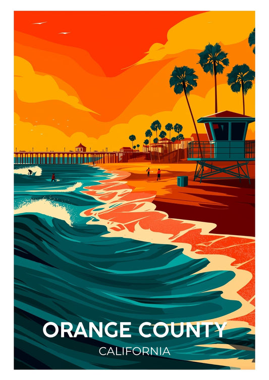 Vintage Orange County California travel poster wall art print – Atlas Prints