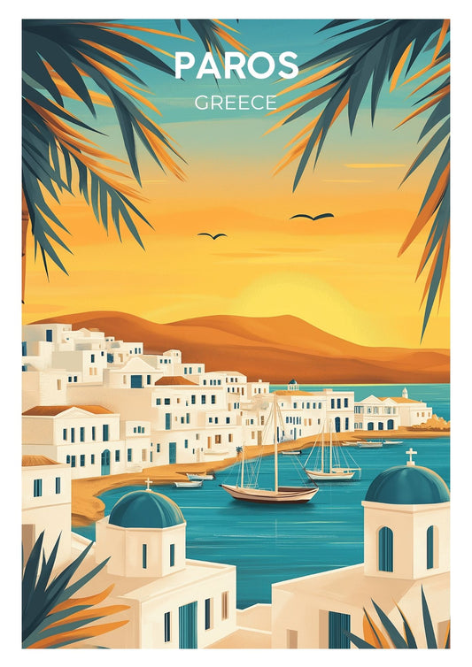Vintage Paros Greece travel poster wall art print – Atlas Prints