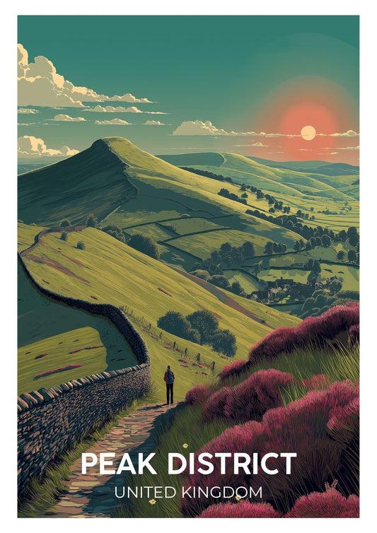 Vintage Peak District England travel poster wall art print – Atlas Prints