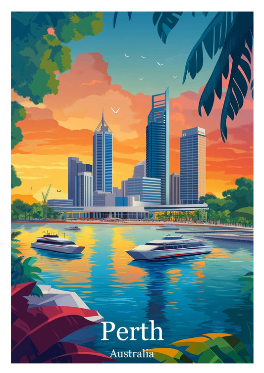 Vintage Perth travel poster wall art print – Atlas Prints