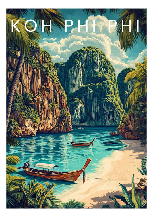 Vintage Phi Phi Island travel poster wall art print – Atlas Prints