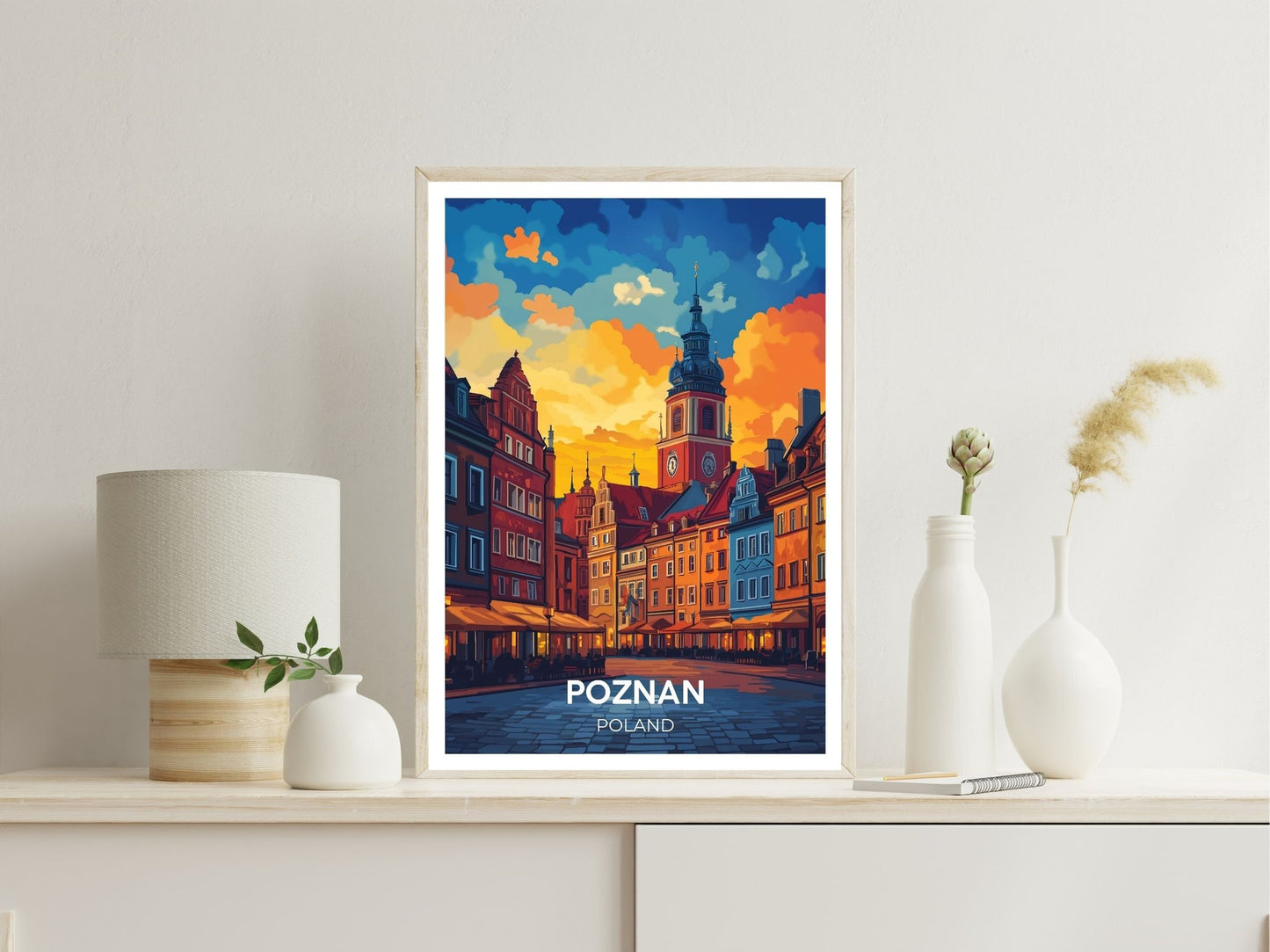 Poznan wall art print displayed in bedroom – Atlas Prints