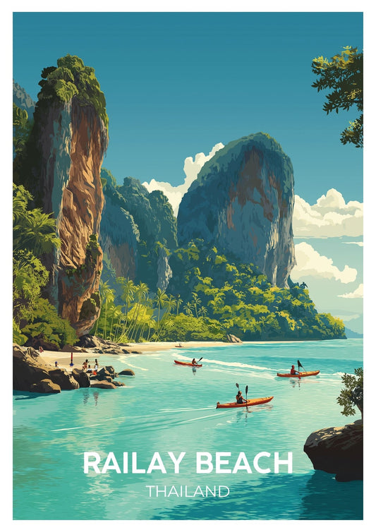 Vintage Railway Beach travel poster wall art print – Atlas Prints
