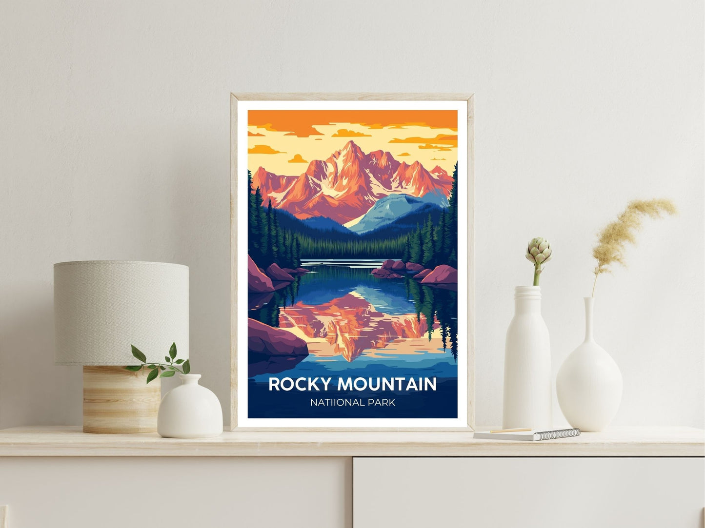 Adirondacks New York wall art print displayed in bedroom – Atlas Prints