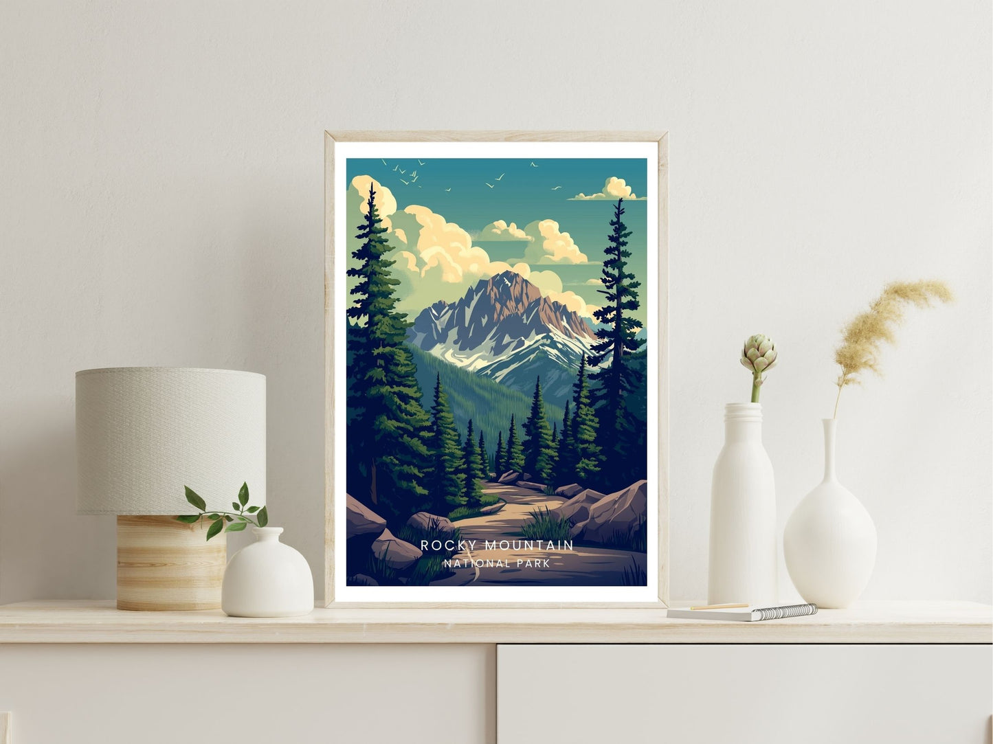 Rocky Mountain National Park wall art print displayed in bedroom – Atlas Prints