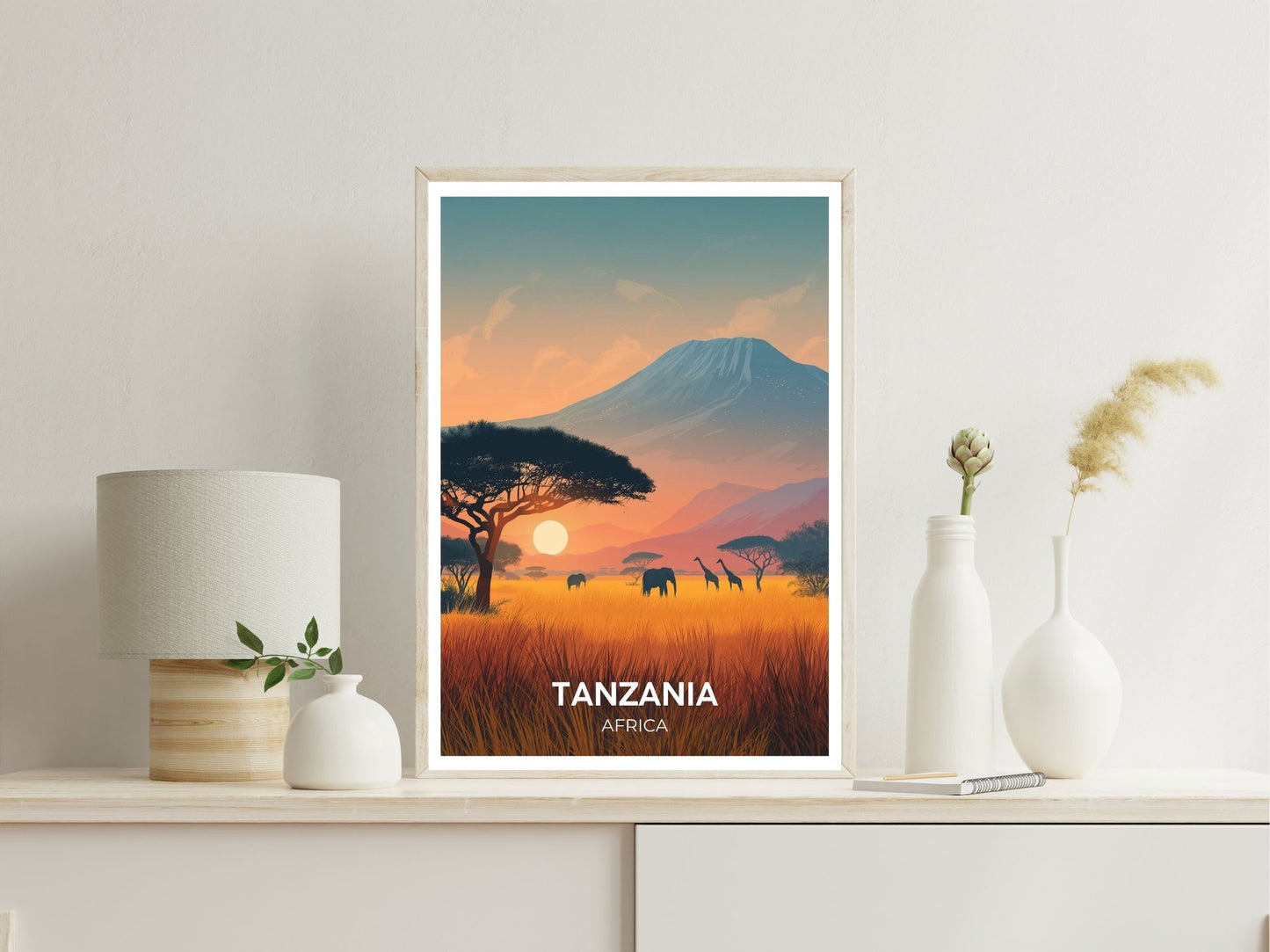 Tanzania Africa wall art print displayed in bedroom – Atlas Prints