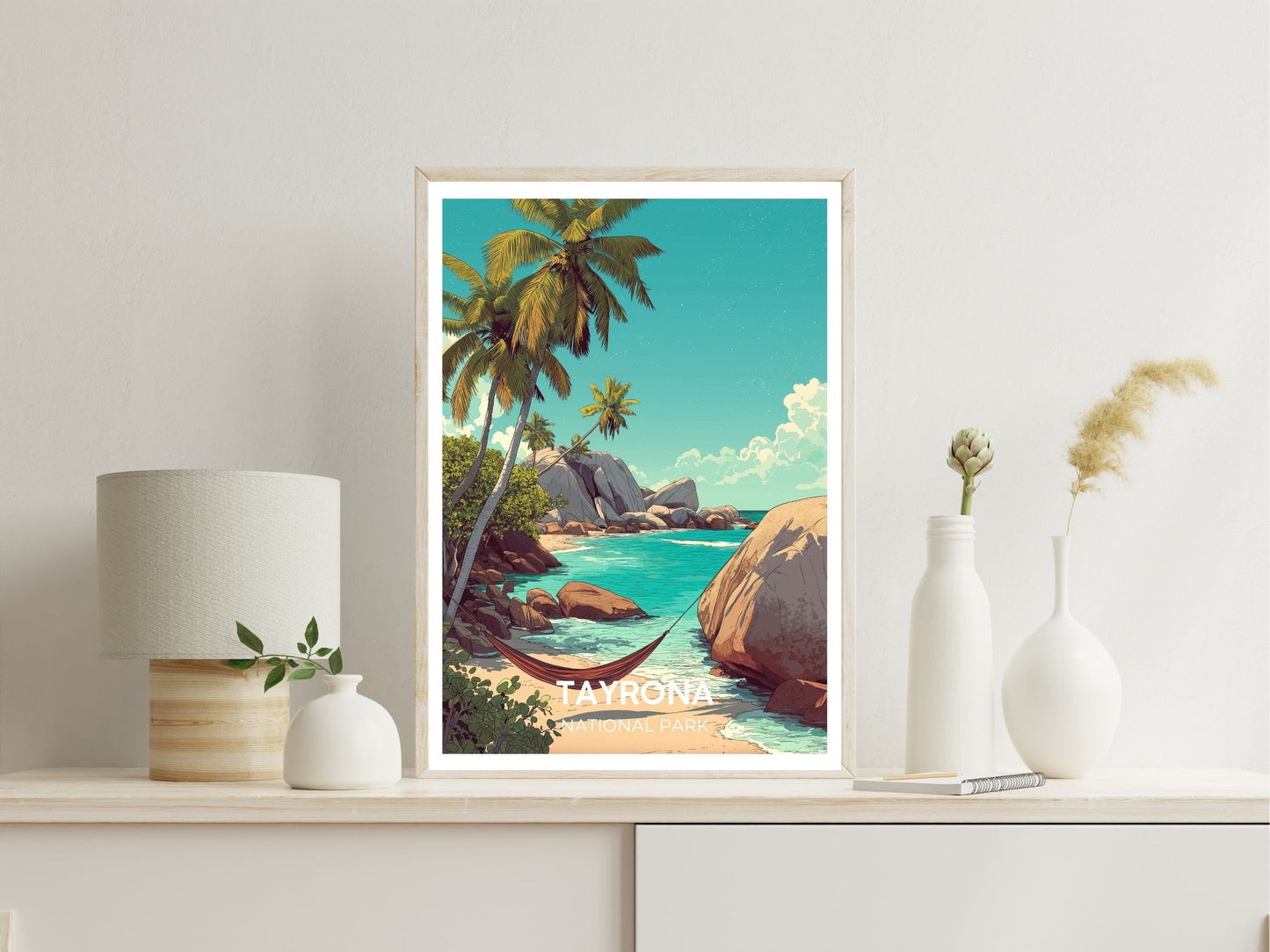 Tayrona National Park wall art print displayed in bedroom – Atlas Prints