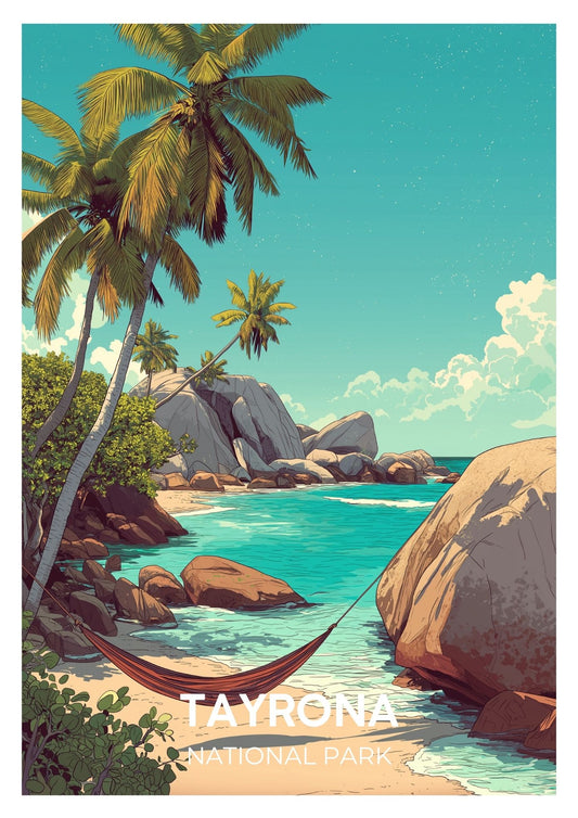 Vintage Tayrona National Park travel poster wall art print – Atlas Prints